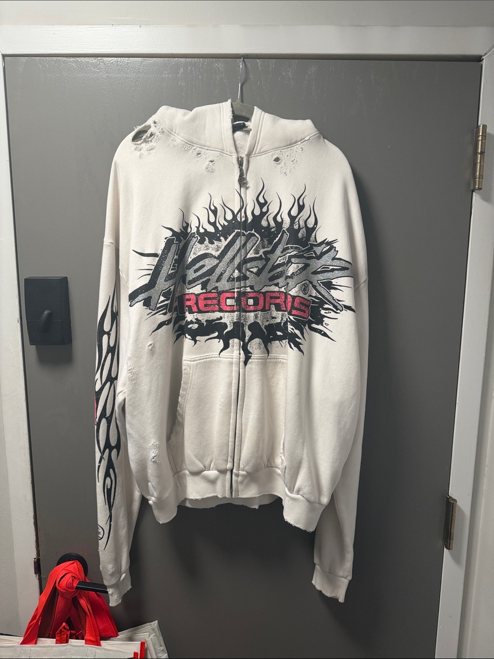 HELLSTAR RECORDS WHITE GLITTER ZIP UP